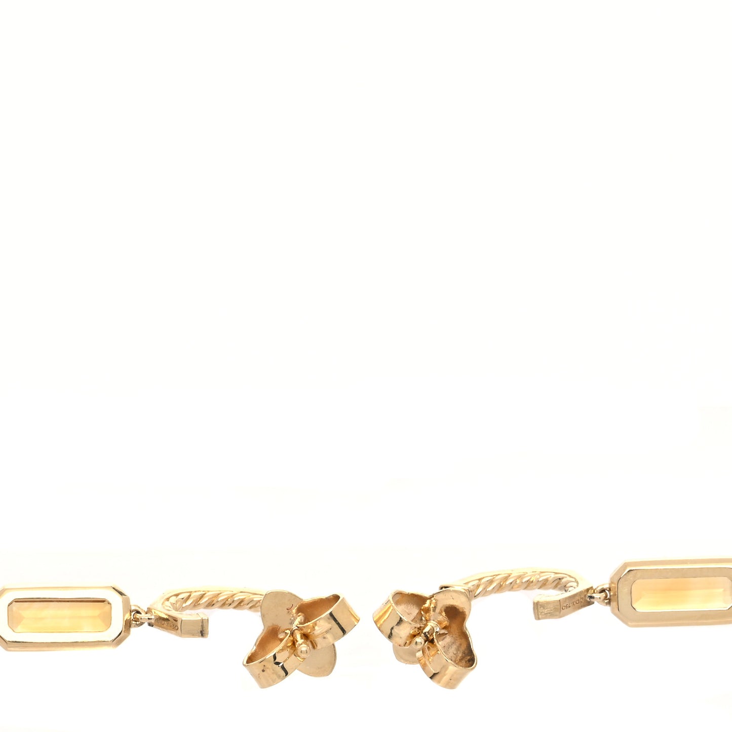 18K Yellow Gold Citrine Novella Hoop Drop Earrings