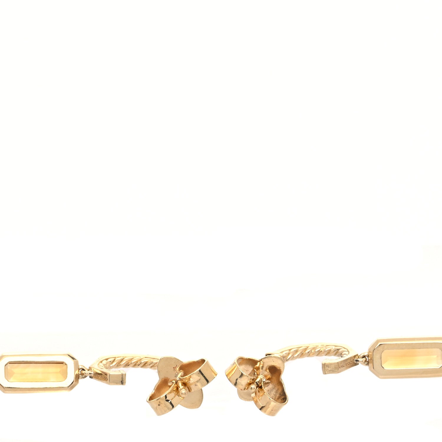 David Yurman 18K Yellow Gold Citrine Novella Hoop Drop Earrings 3 of 4