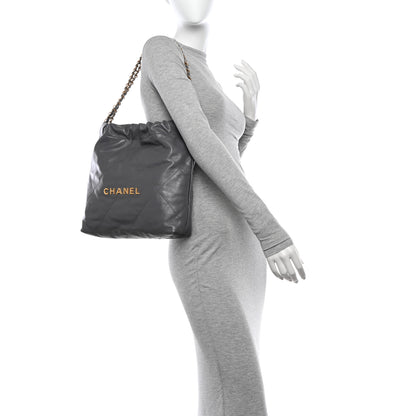 Chanel Shiny Calfskin Quilted Small Chanel 22 Grey 2 of 11