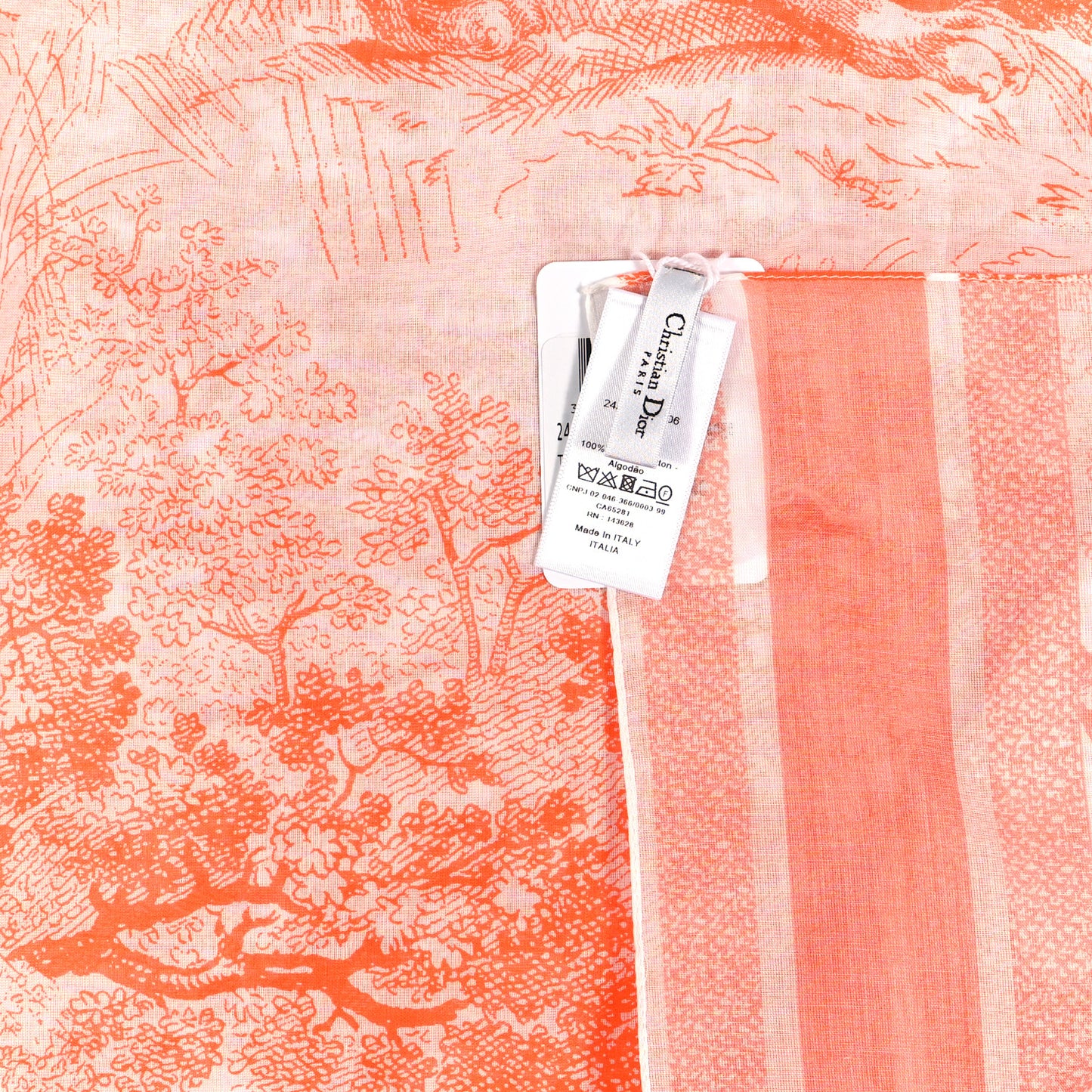 Cotton Toile De Jouy Scarf Orange