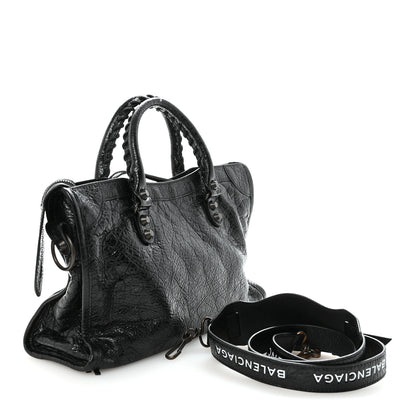 Balenciaga Agneau Classic Hardware S City Logo Strap Black White 3 of 10