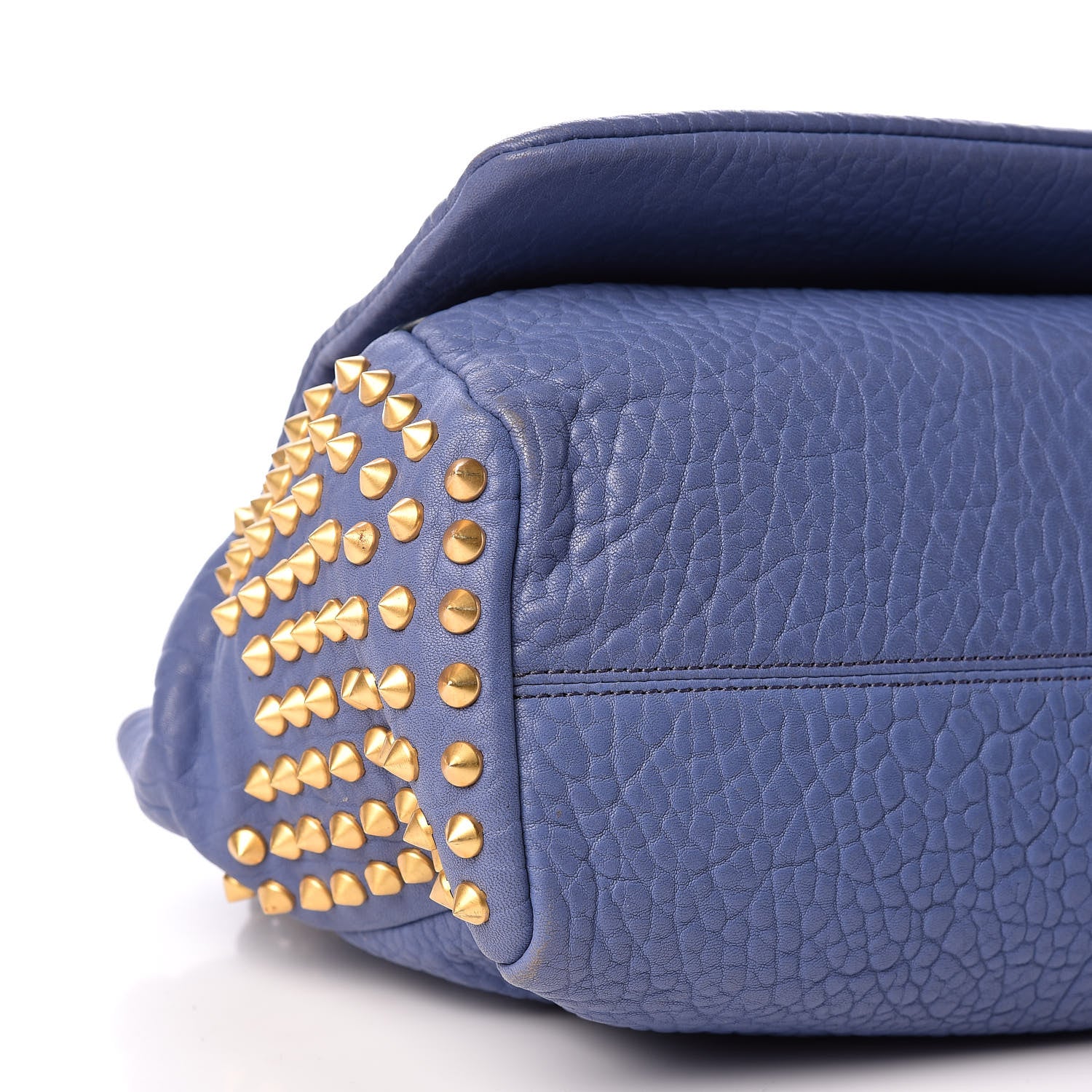 MCM Lambskin Studded Keana Shoulder Bag Blue 5 of 10