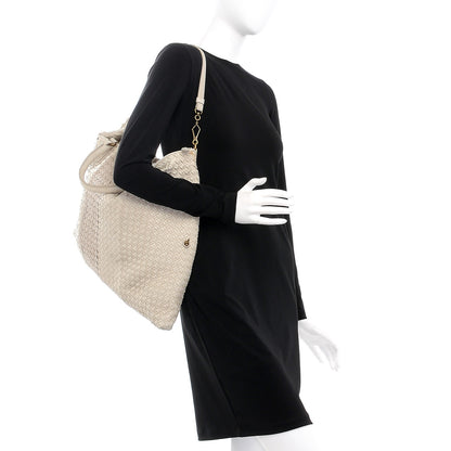 Bottega Veneta Nappa Linen Intrecciato Maxi Convertible Tote Mink 3 of 11