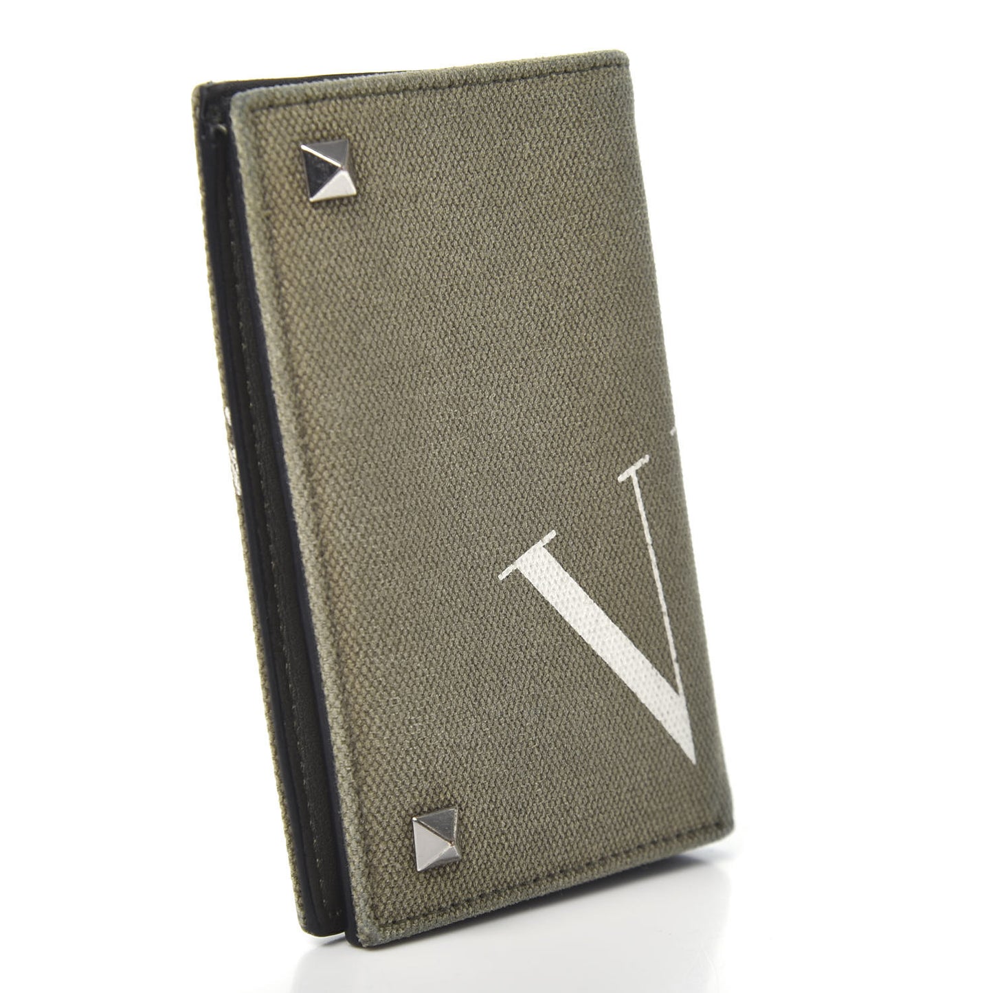 Canvas Rockstud VLTN Bi-Fold Wallet Olive