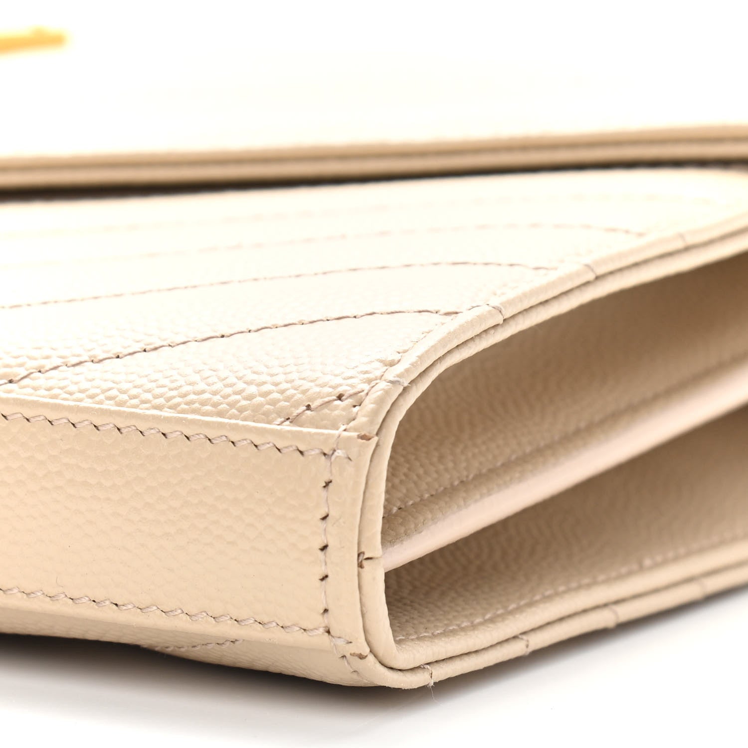 Saint Laurent Grain De Poudre Matelasse Chevron Monogram Chain Wallet Nude Powder 10 of 10