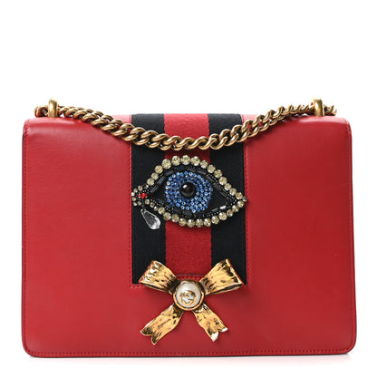 Gucci Calfskin Web Medium Peony Chain Shoulder Bag Red 1 of 10