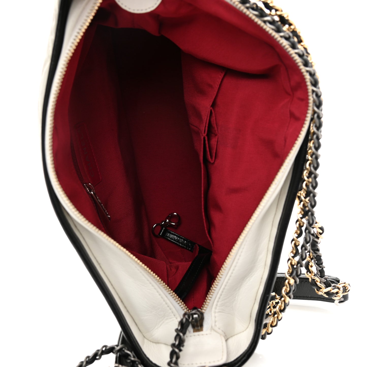 Aged Calfskin Quilted Medium Gabrielle Hobo Black White