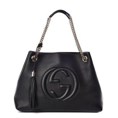Gucci Pebbled Calfskin Medium Soho Chain Shoulder Bag Black 1 of 9