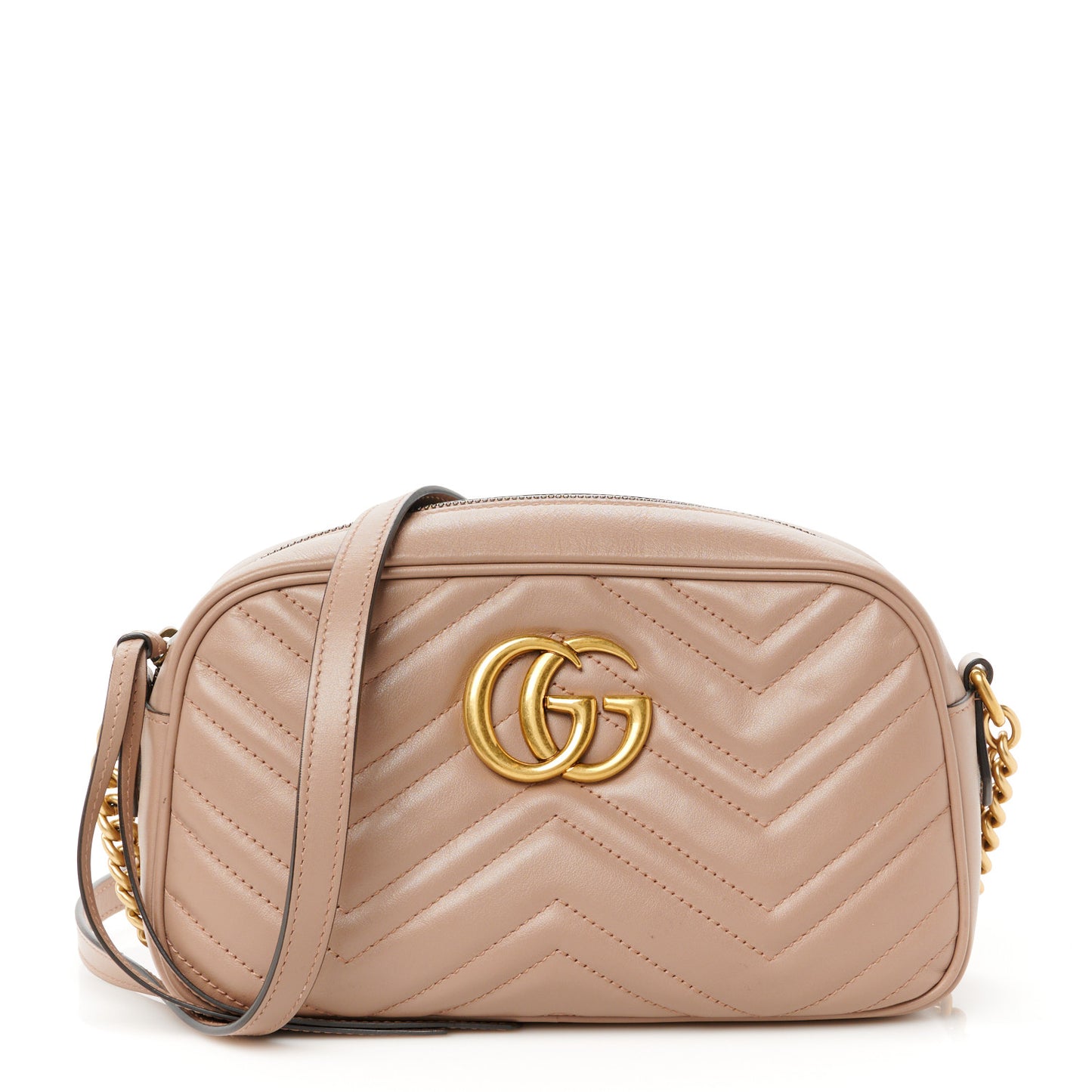 Calfskin Matelasse Small GG Marmont Chain Shoulder Bag Porcelain Rose
