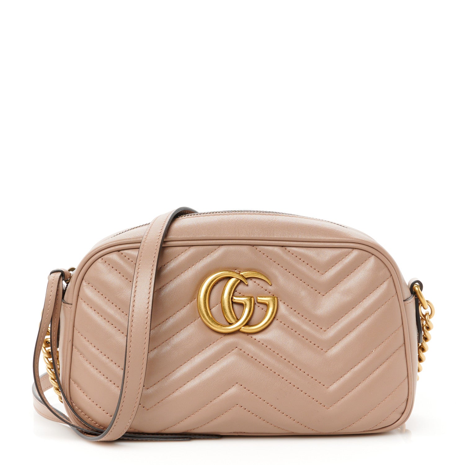 Gucci Calfskin Matelasse Small GG Marmont Chain Shoulder Bag Porcelain Rose 1 of 12