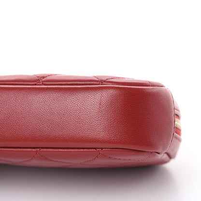 Chanel Lambskin Quilted Small Curvy Pouch Cosmetic Case Red 10 of 10