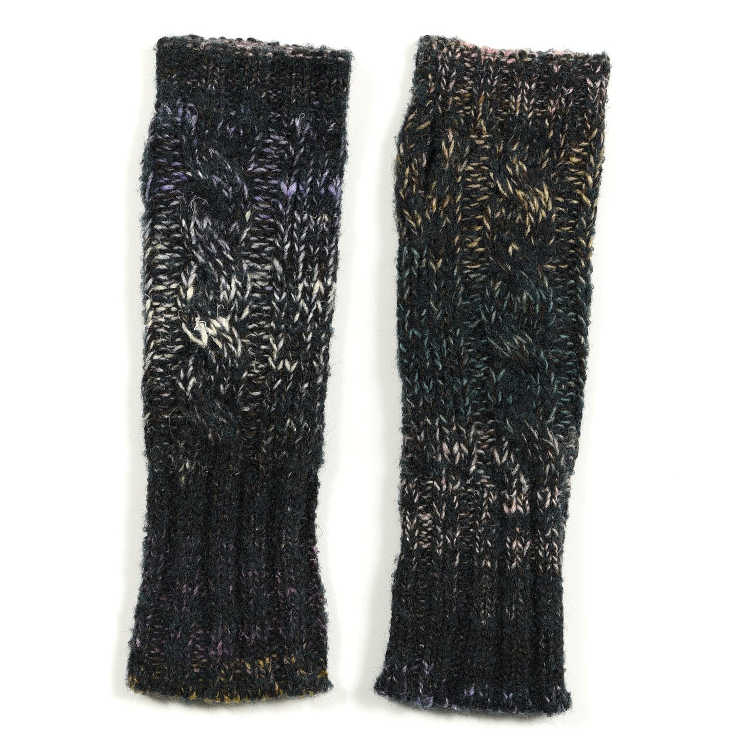Cashmere Wool Silk Mohair Fingerless Gloves S Multicolor