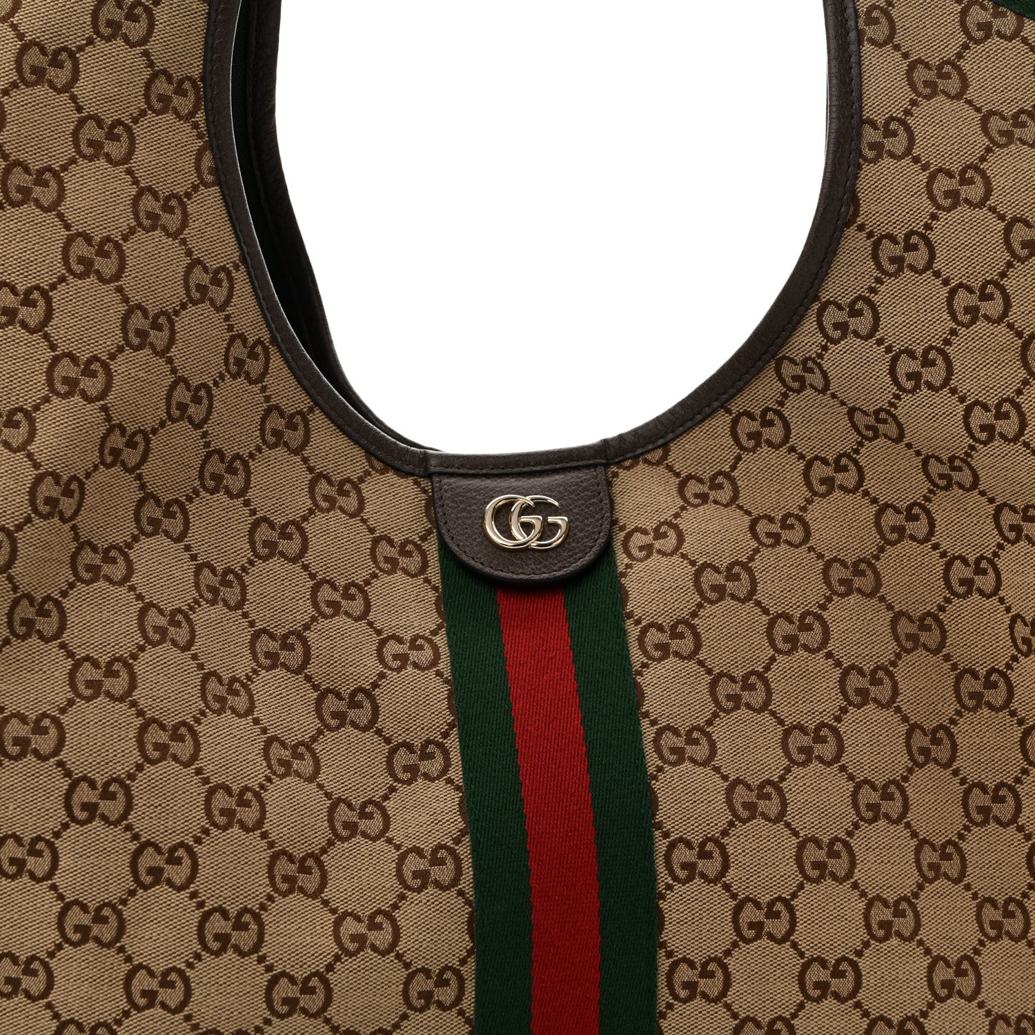 Gucci GG Monogram Web Large Giglio Tote Beige Brown 16 of 26