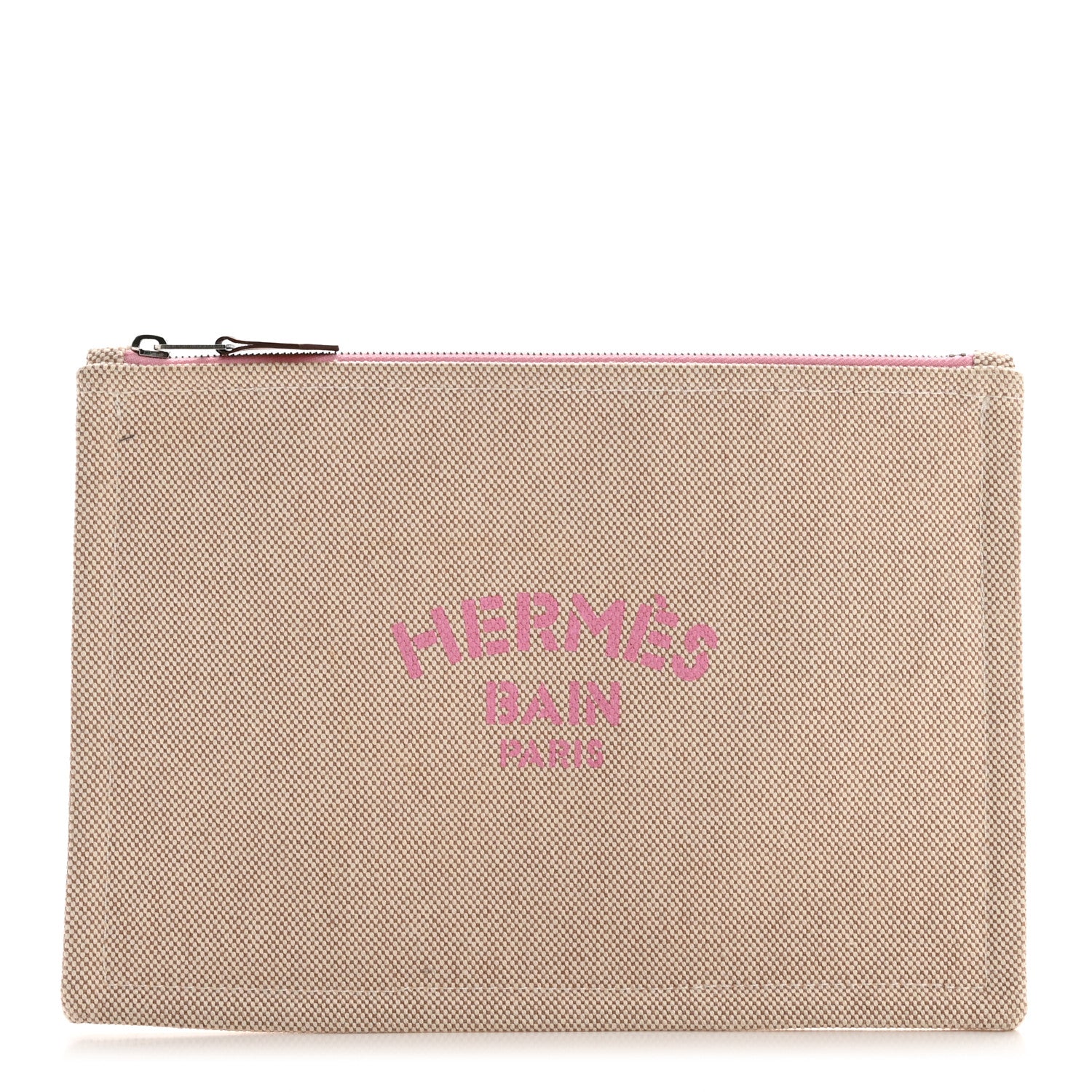 Hermes Toile Small Bain New Yachting Case Bubble Gum 1 of 6