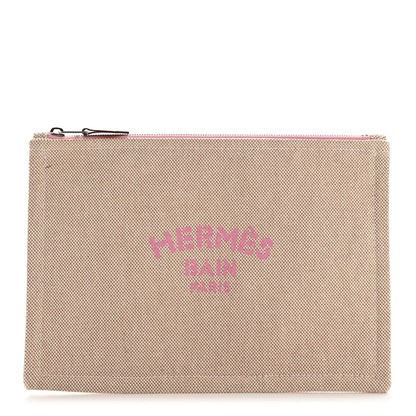 Hermes Toile Small Bain New Yachting Case Bubble Gum 1 of 6
