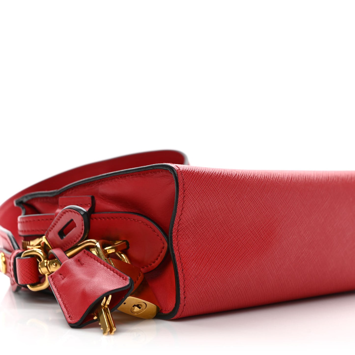 Saffiano City Calfskin Esplanade Crossbody Bag Rosso