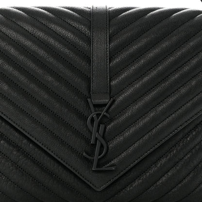 Saint Laurent Sheepskin Matelasse Chevron Monogram Monochrome Large College Satchel Black 8 of 10