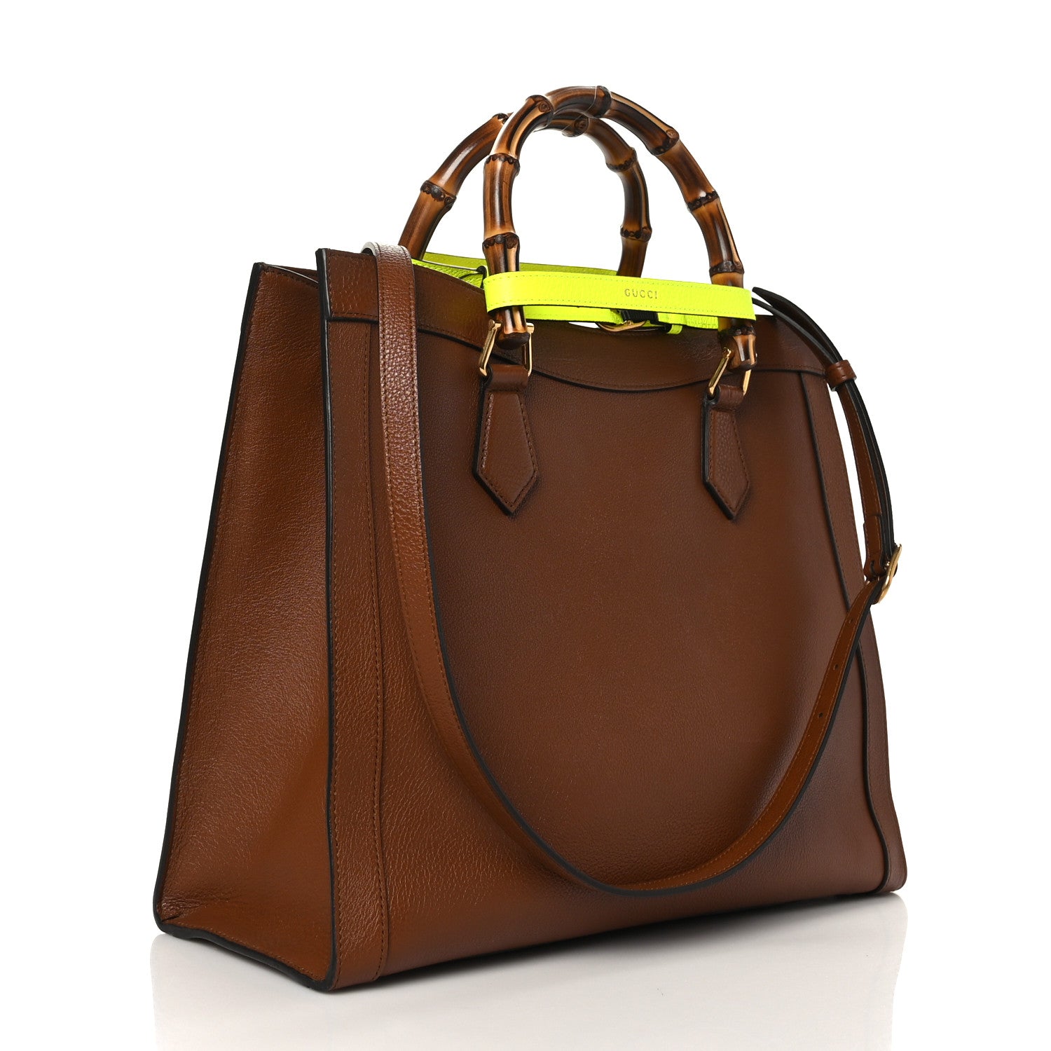 Gucci Wonka Grain Calfskin Medium Diana Tote Bag Cuir Yellow Fluo 3 of 9