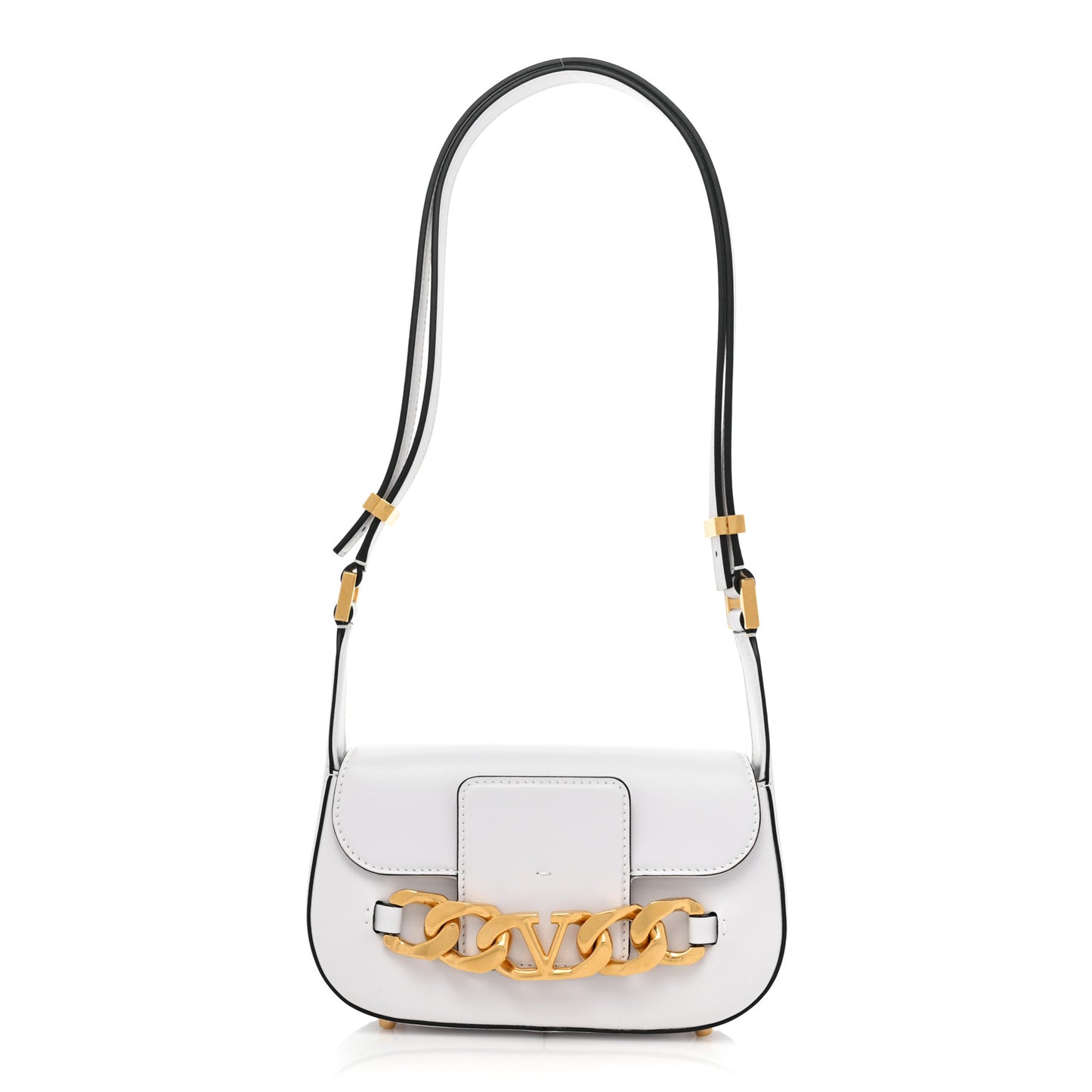 Calfskin Small Vlogo Chain Shoulder Bag Optic White