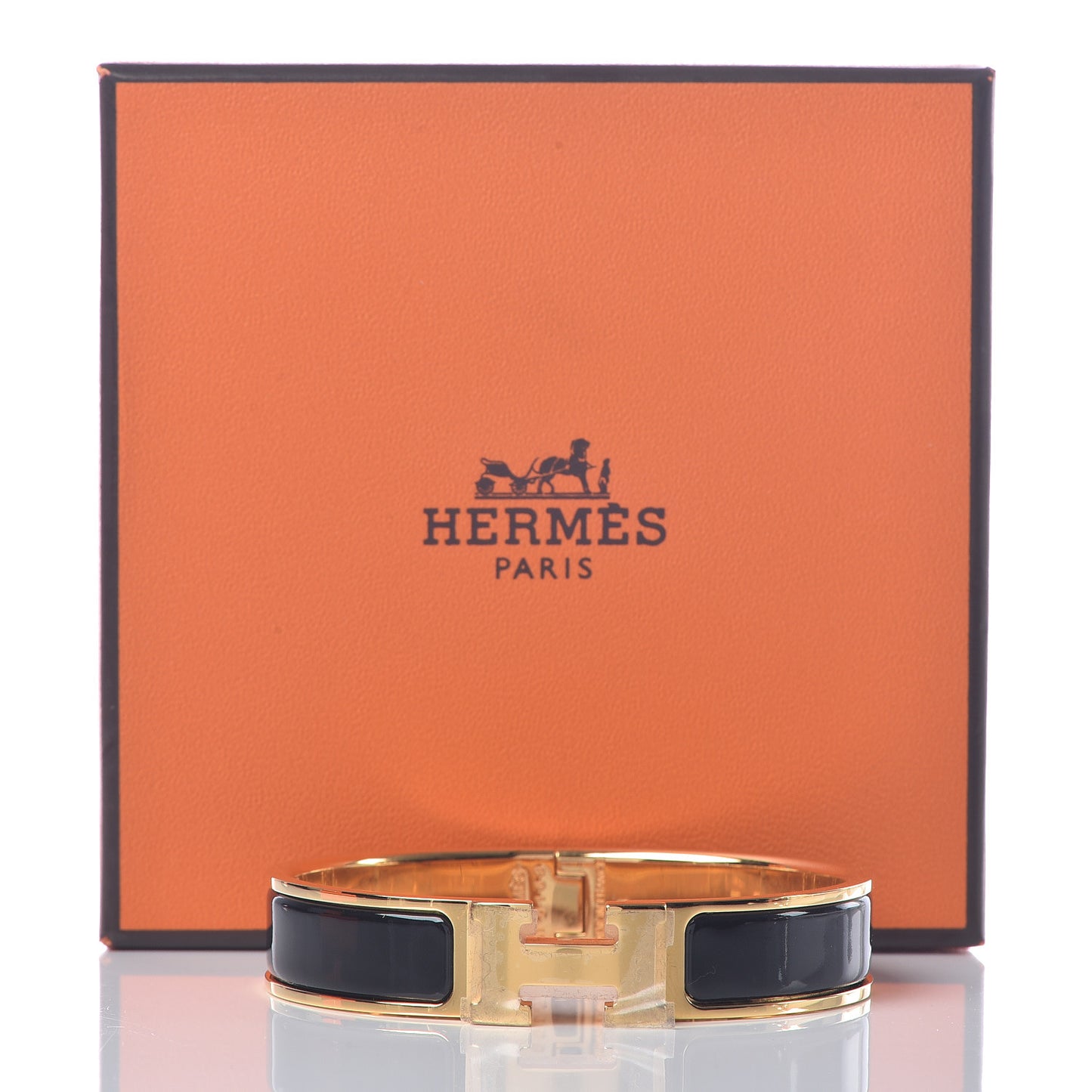 Enamel Narrow Clic Clac H Bracelet PM Black