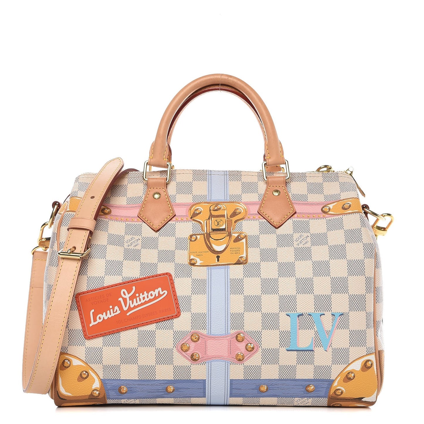 Damier Azur Summer Trunks Speedy Bandouliere 30