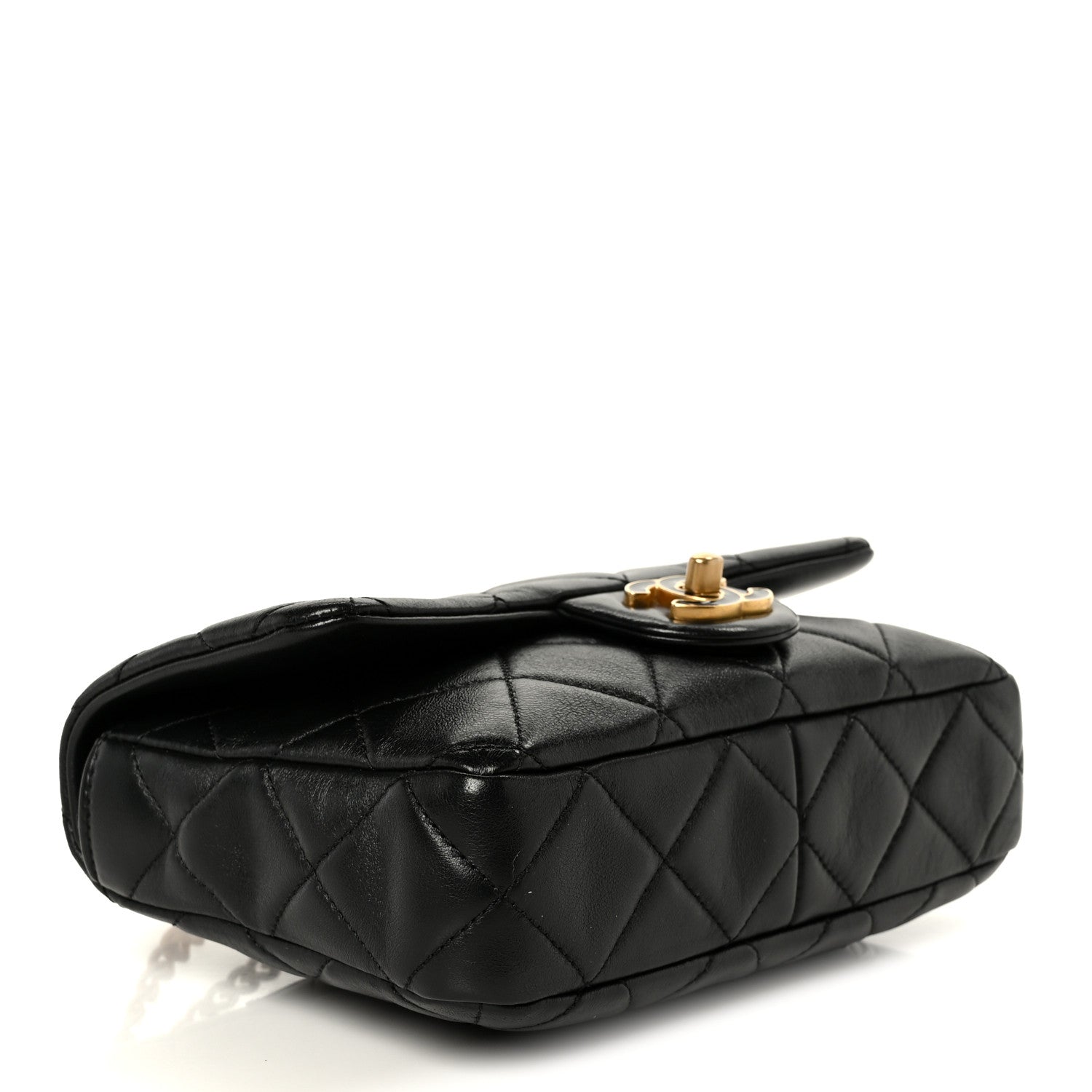 Chanel Lambskin Enamel Quilted Pending CC Square Flap Black 4 of 11