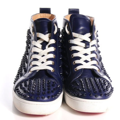 Christian Louboutin Mens Calfskin Louis Spikes Flat Sneakers 42.5 Blue Denim 2 of 8