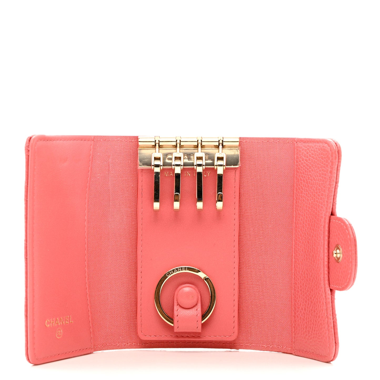 Caviar Quilted Classic 4 Key Holder Wallet Dark Pink