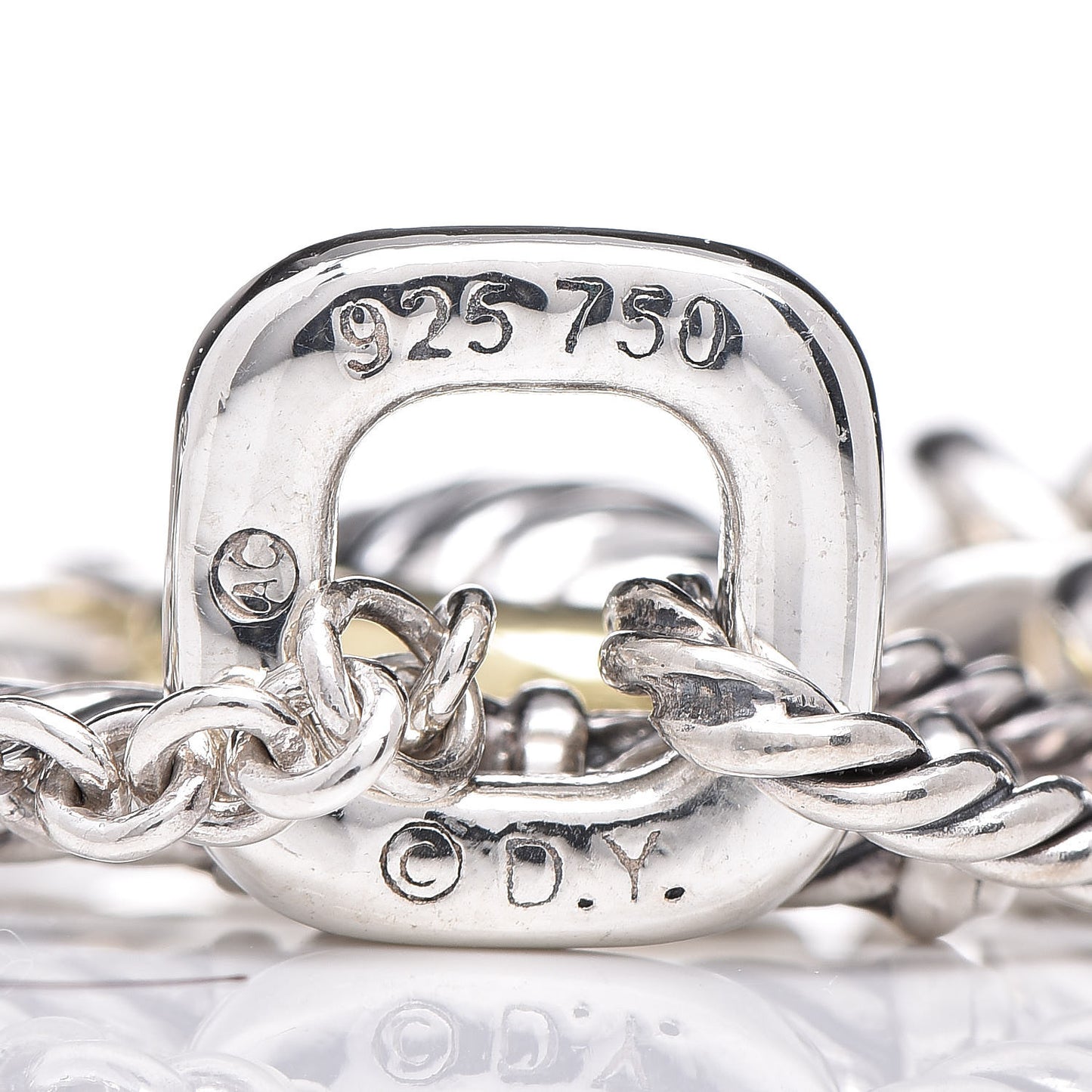 Sterling Silver 18K Yellow Gold Cable Heart Charm Bracelet