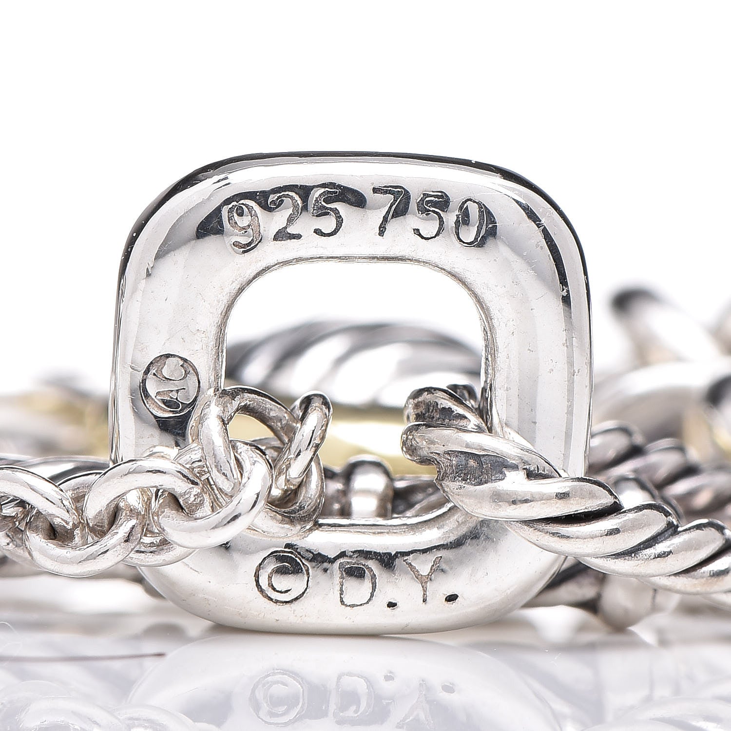 David Yurman Sterling Silver 18K Yellow Gold Cable Heart Charm Bracelet 4 of 5