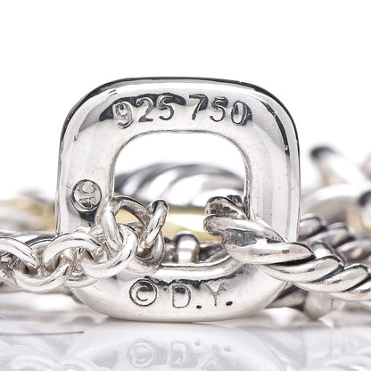 David Yurman Sterling Silver 18K Yellow Gold Cable Heart Charm Bracelet 4 of 5