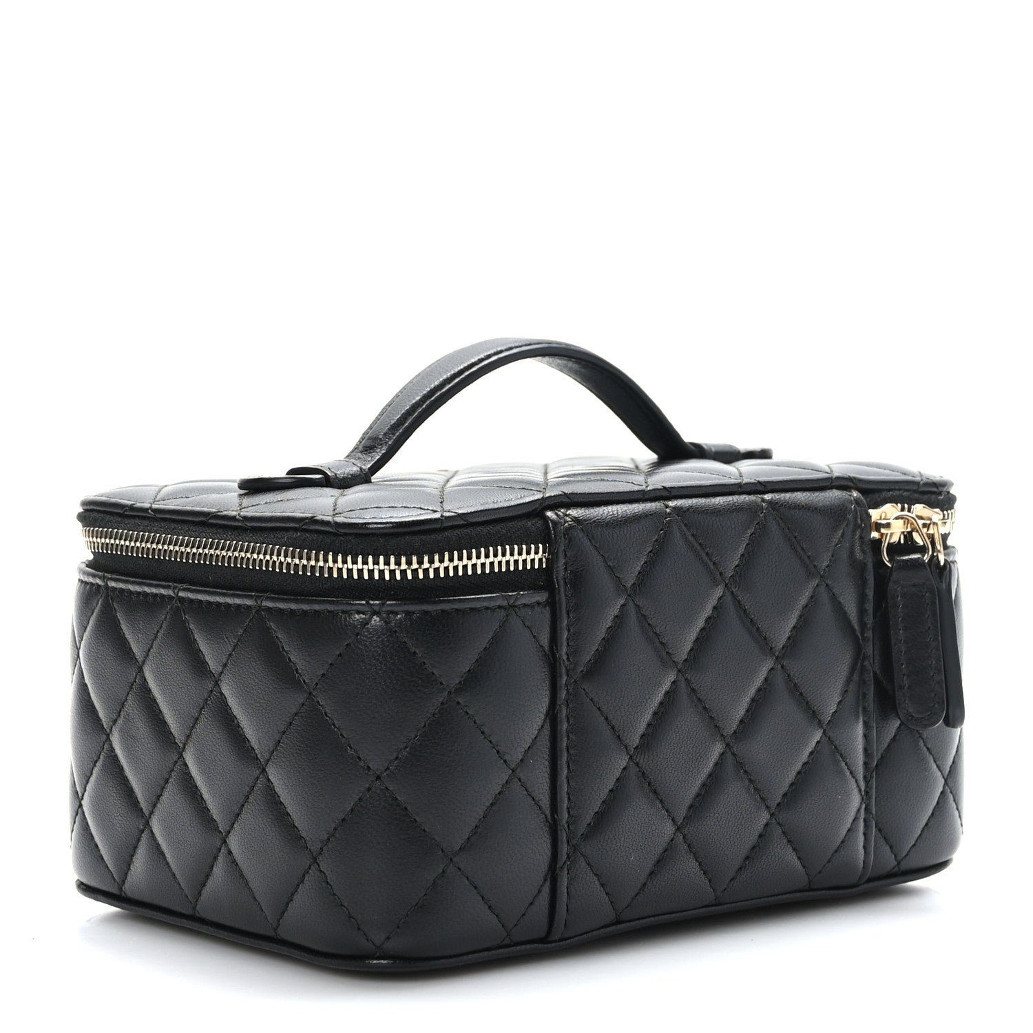 Chanel Lambskin Quilted Top Handle Jewelry Case Black 3 of 13