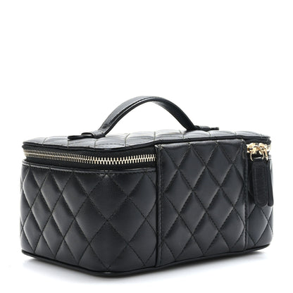 Chanel Lambskin Quilted Top Handle Jewelry Case Black 3 of 13