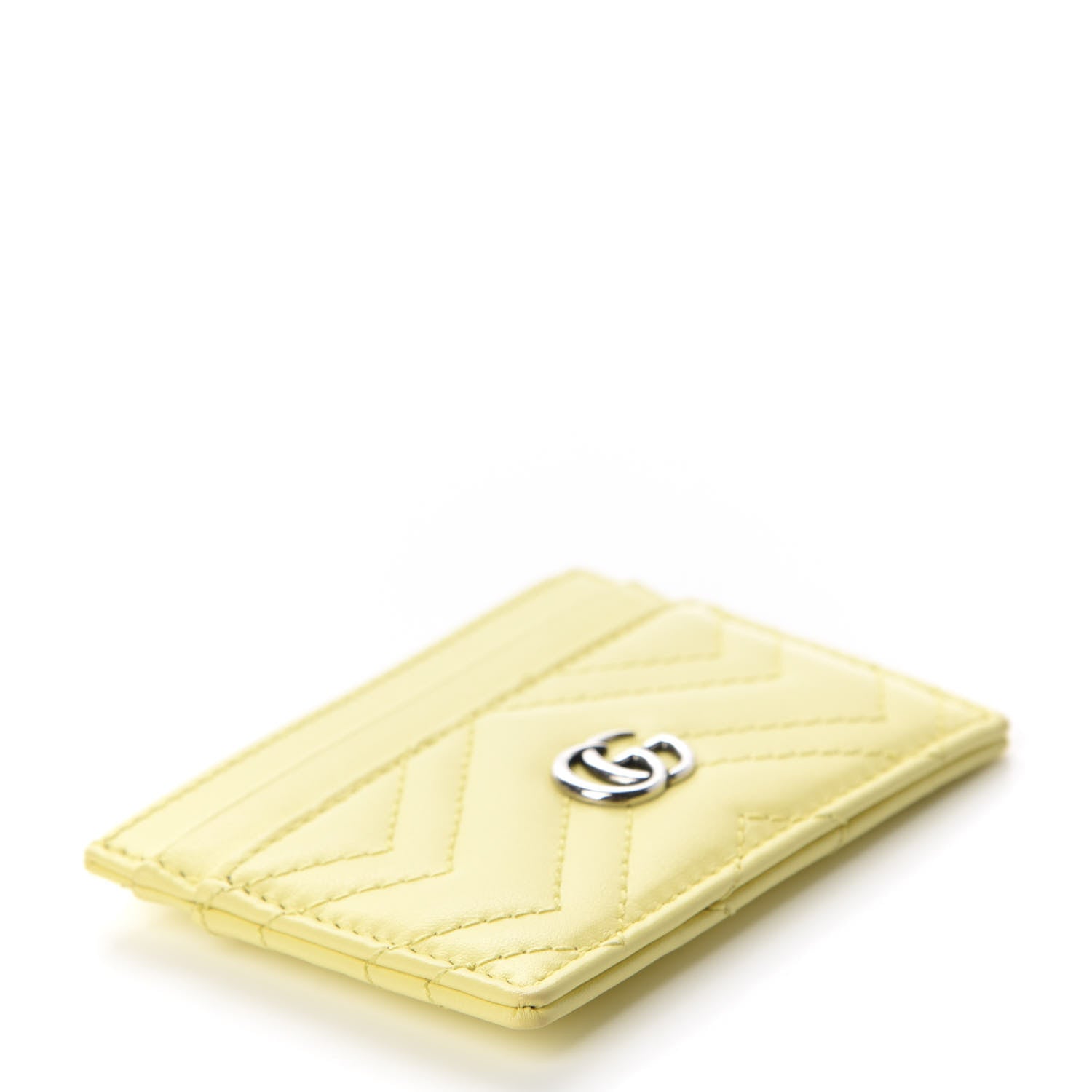 Gucci Calfskin Matelasse GG Marmont Card Holder Banana 4 of 6