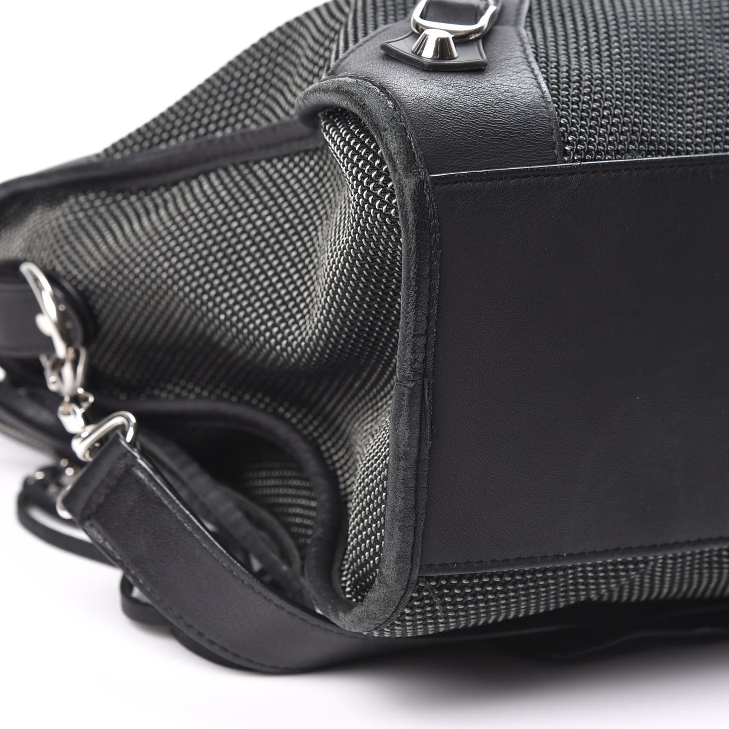 Calfskin Twill Perforated Classic Silver Hardware City Black