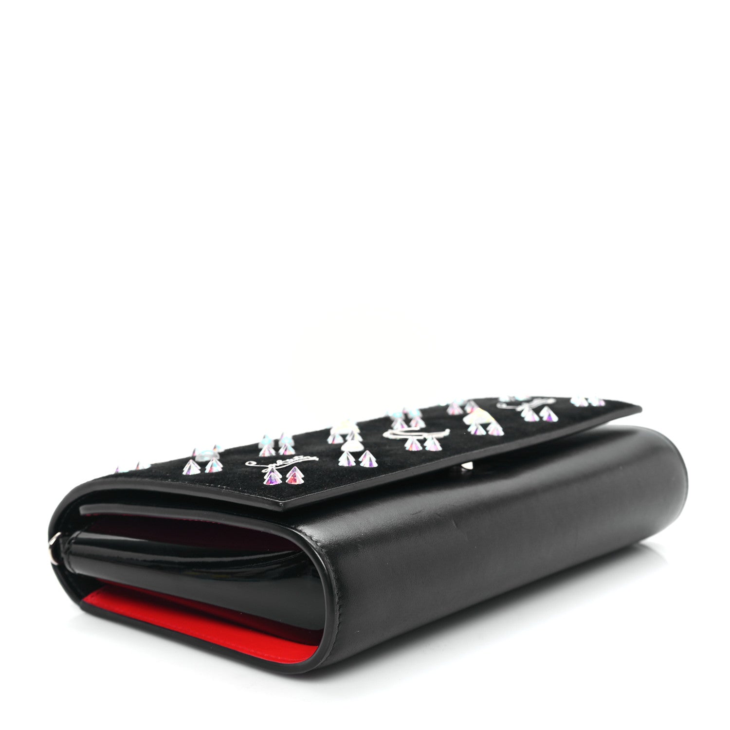 Christian Louboutin Calfskin Spikes Loubinthesky Paloma Clutch Black Multicolor 4 of 9