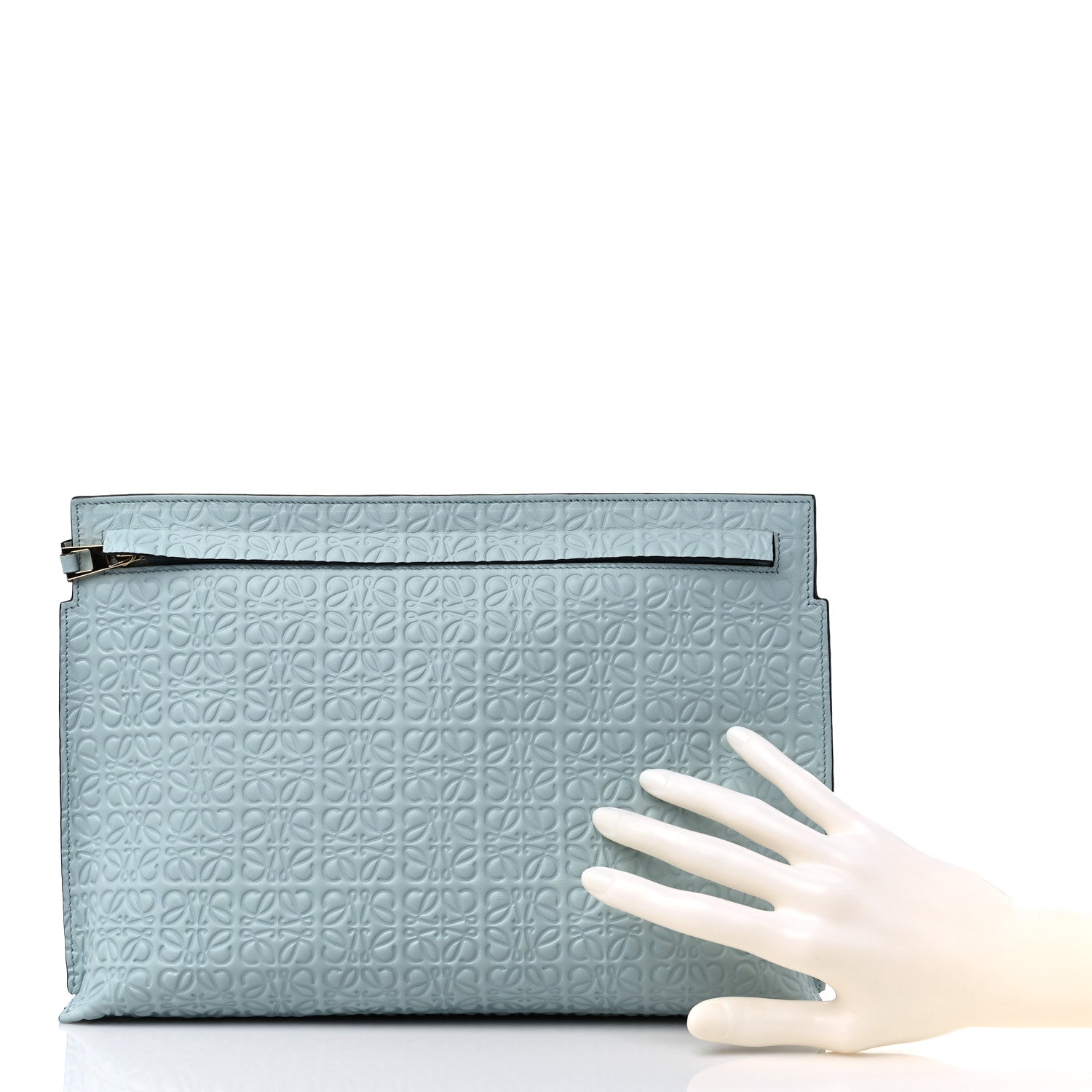 Loewe Calfskin Embossed Repeat T Pouch Light Blue 2 of 8