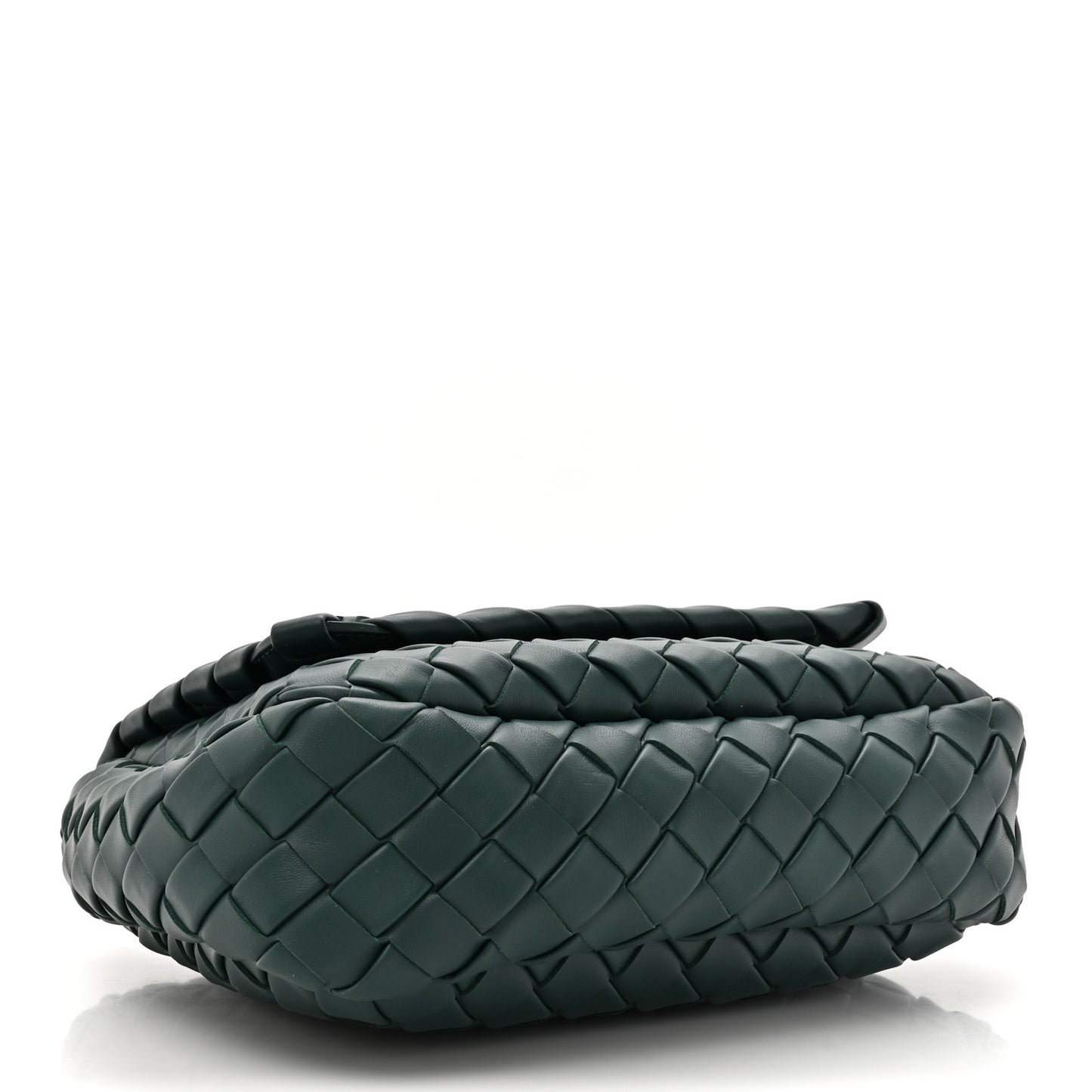 Nappa Intrecciato Small Cobble Messenger Bag Emerald Green