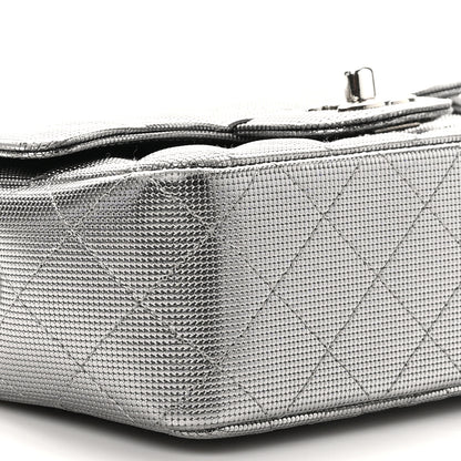 Chanel Metallic Calfskin Quilted Pixel Effect Mini Rectangular Flap Dark Silver 9 of 11