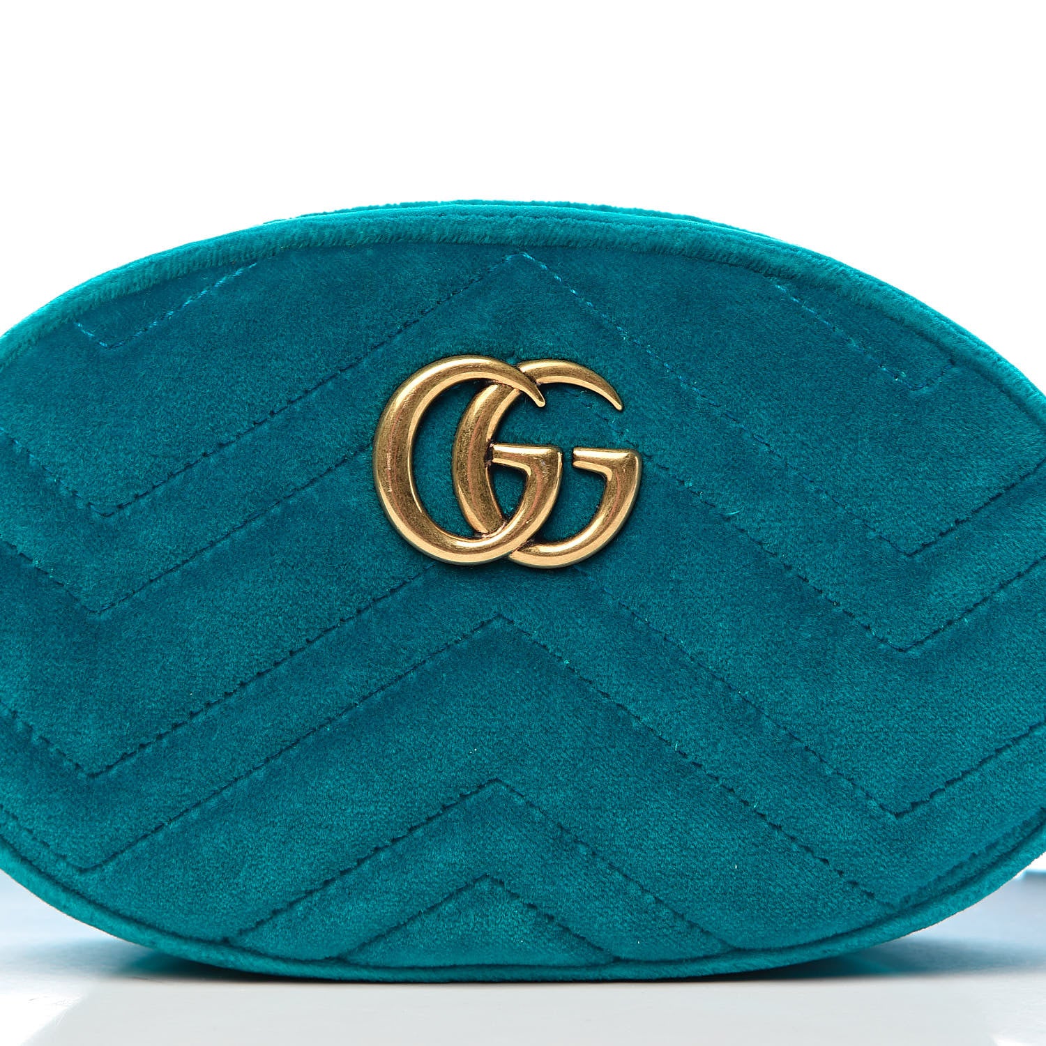 Gucci Velvet Matelasse GG Marmont Belt Bag 75 30 Pavone Cyan 10 of 11