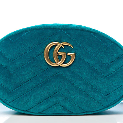 Gucci Velvet Matelasse GG Marmont Belt Bag 75 30 Pavone Cyan 10 of 11