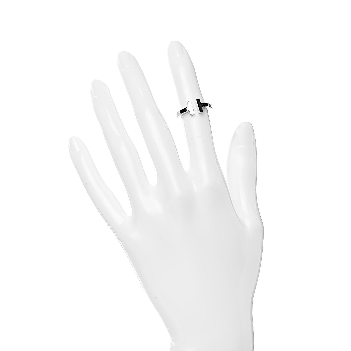 18K White Gold T Square Ring 46 3.75