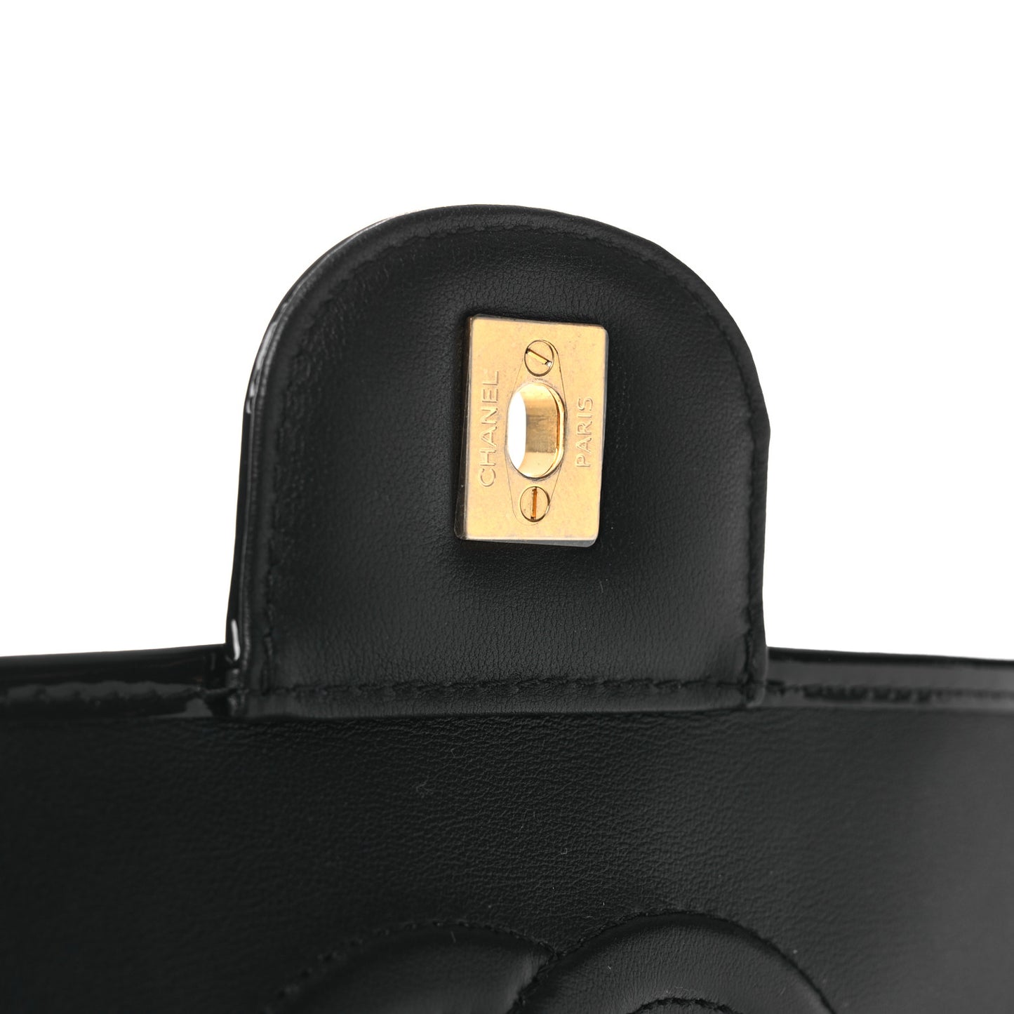 Patent Quilted Large School Memory Top Handle Flap Black