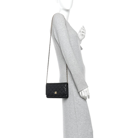 Caviar Quilted CC Turnlock Wallet On Chain WOC Black