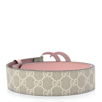 Gucci GG Supreme Monogram Plutone Calfskin Enamel Double G 40mm Belt 85 34 Beige Ebony Mystic White Perfect Pink 2 of 4