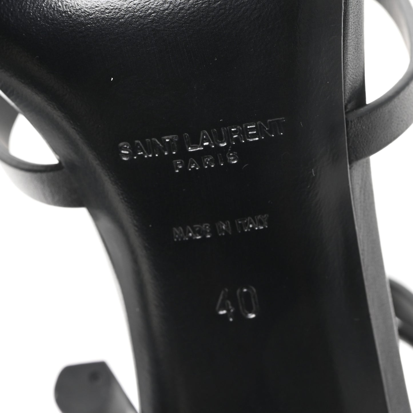 Calfskin Cassandra Palm Logo 110 Ankle Strap Sandals 40 Black