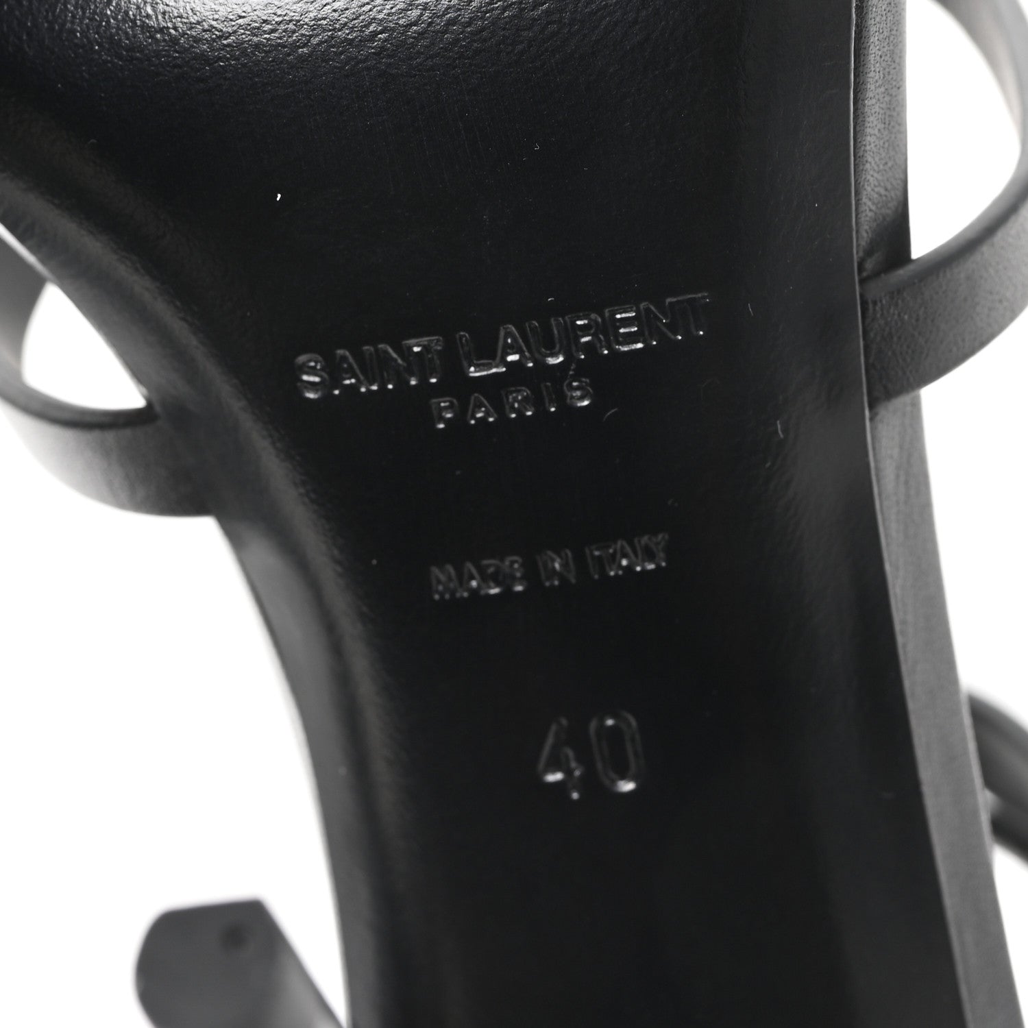 Saint Laurent Calfskin Cassandra Palm Logo 110 Ankle Strap Sandals 40 Black 7 of 9
