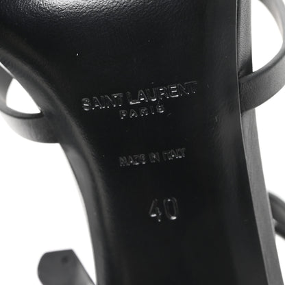 Saint Laurent Calfskin Cassandra Palm Logo 110 Ankle Strap Sandals 40 Black 7 of 9