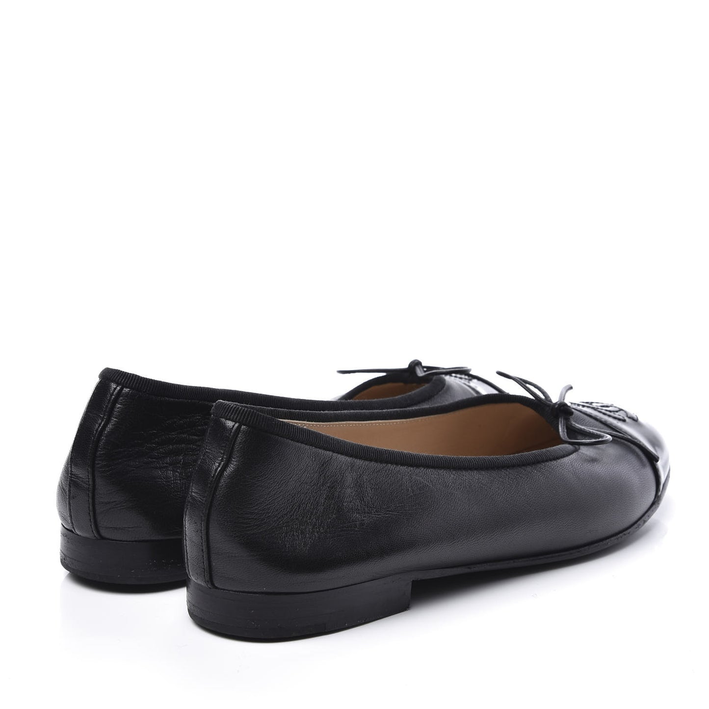 Lambskin Patent Cap Toe Ballerina Flats 37.5 Black