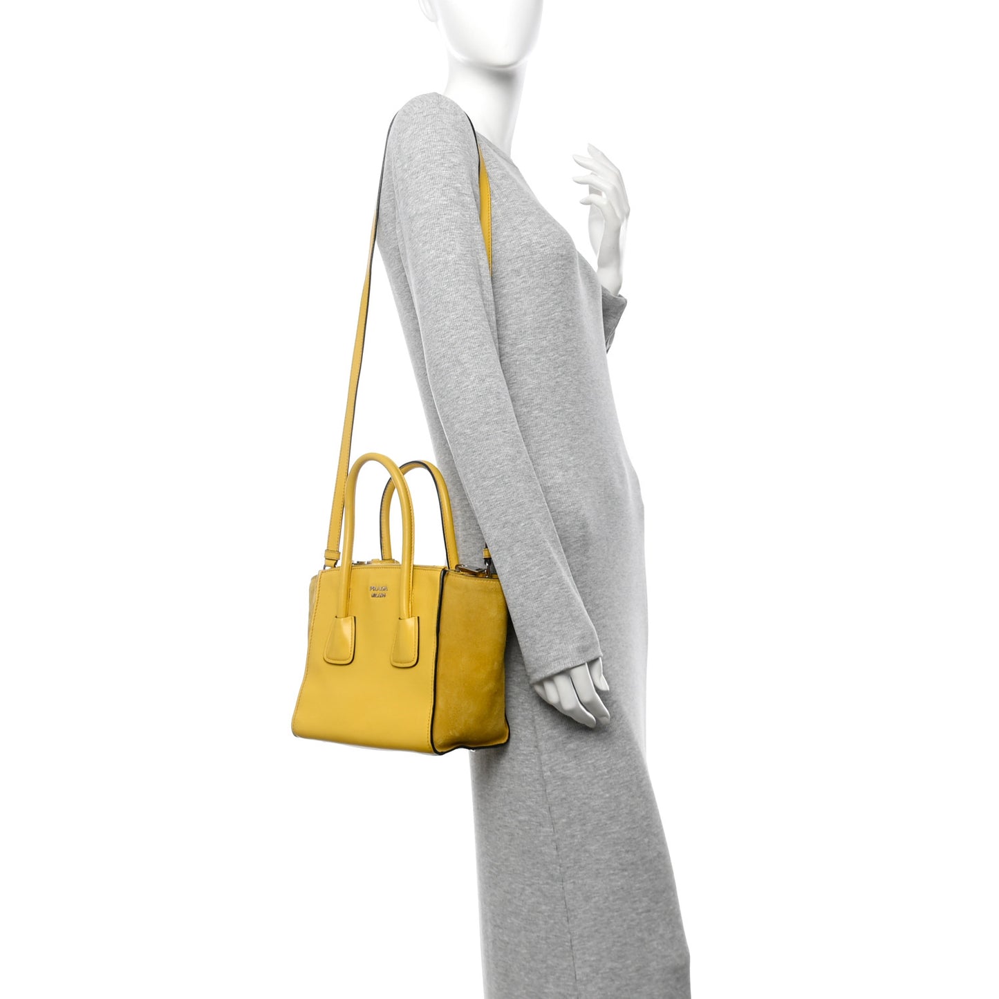 Glace Calfskin Suede Twin Pocket Tote Sole
